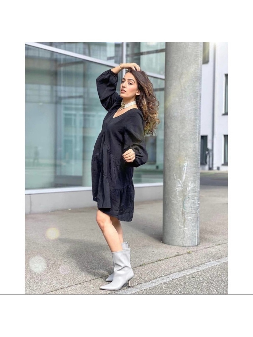 H&M grey faux leather ankle boots